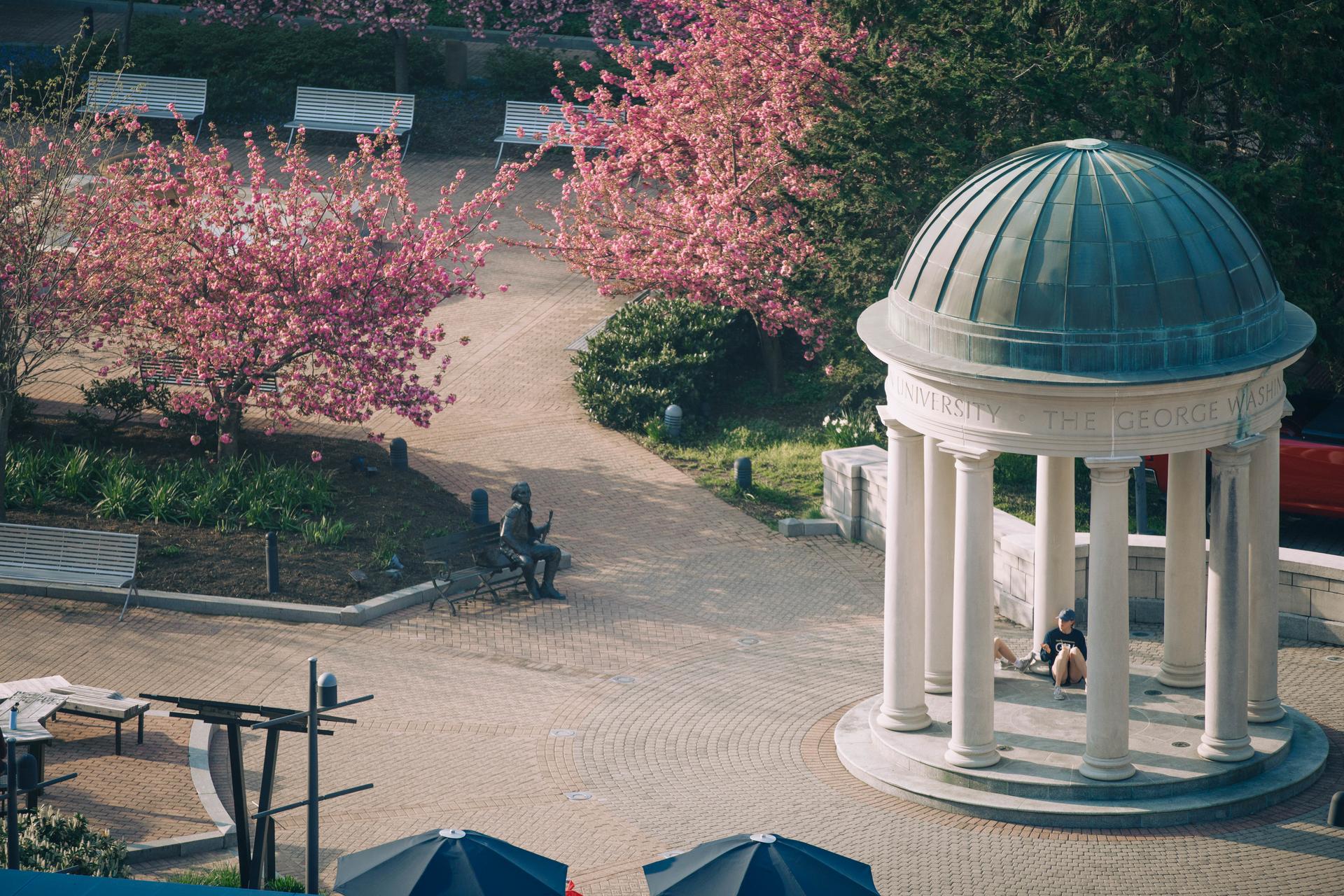 GW tempietto in Kogan Plaza in the spring